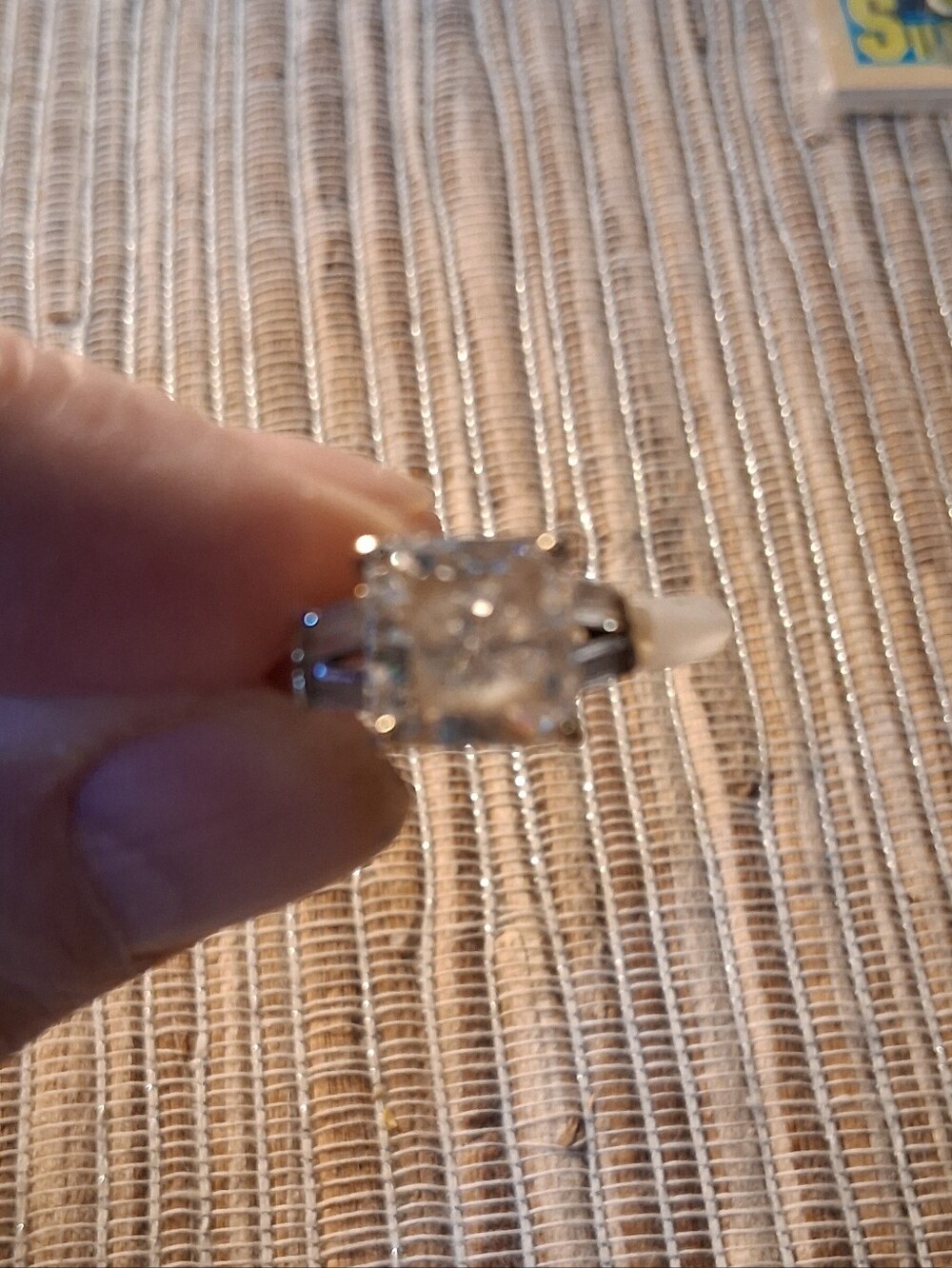 Vintage 1990's 14K Gold Square Cut Cubic Zirconia Statement Ring - Picture 9 of 11